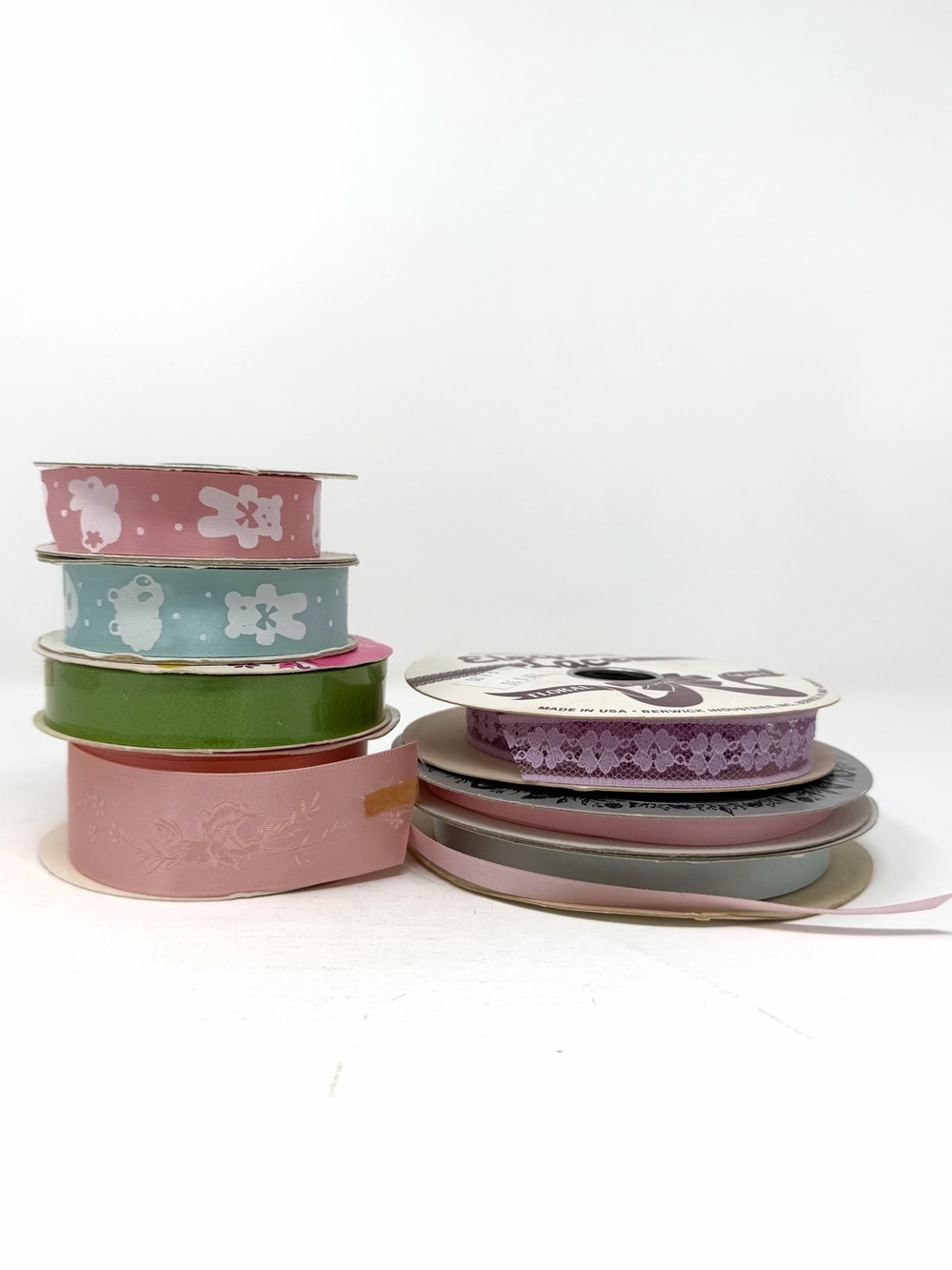 Ribbon Destash Lot Pink Blue Green Purple Satin Lace Baby Craft Scrapbooking